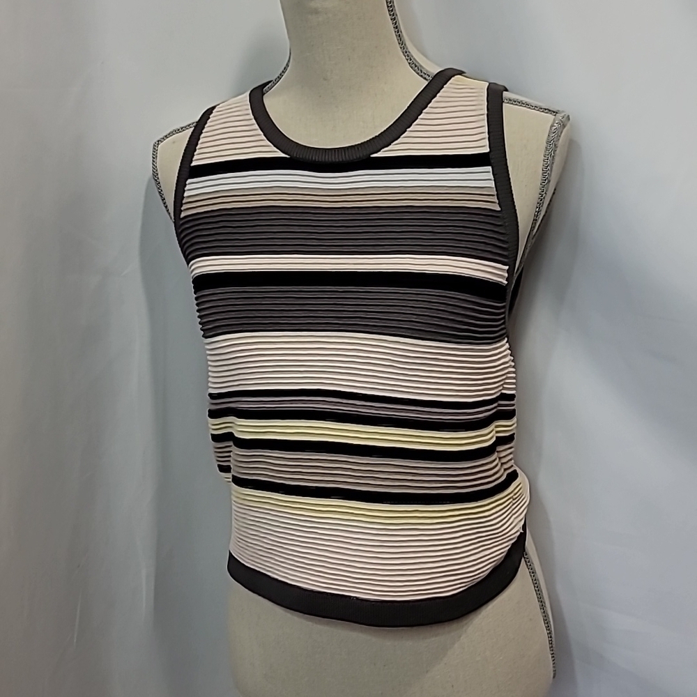 NWOT BABATON Striped Colourblock Sleeveless Knit Style Top Vest Tank